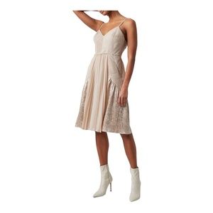 French Connection Eloise Mixed Texture Georgette Fit & Flare Dress